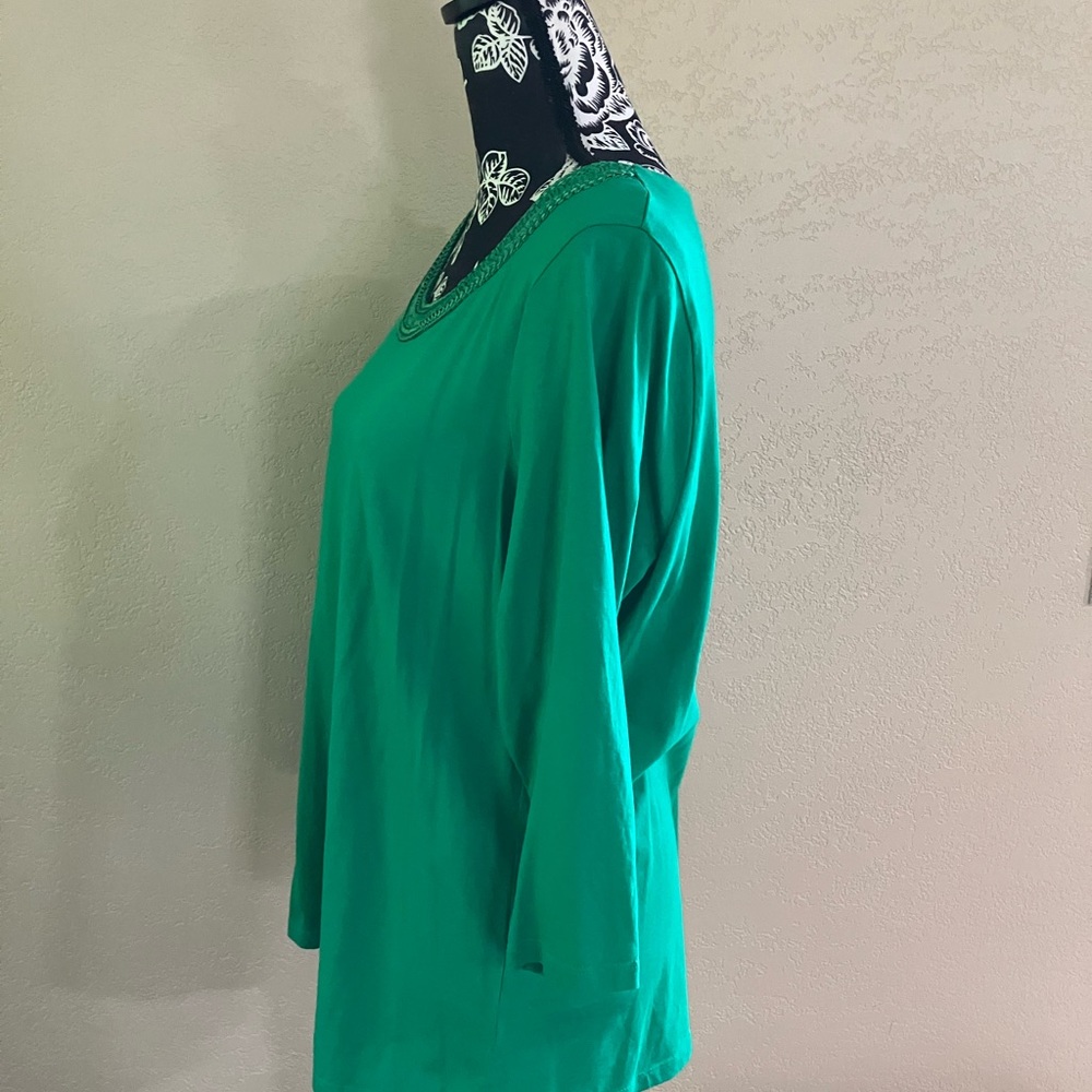 🎁2/$12 COLDWATER CREEK GREEN XL 100% SUPIMA COTTON SHIRT - Picture 2 of 9